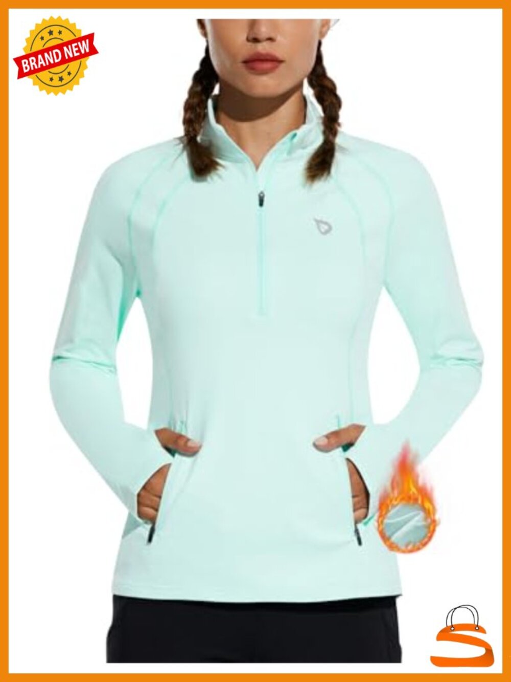 Fleece Running Jacket Half-Zip Pullover Thermal Athletic Fitted